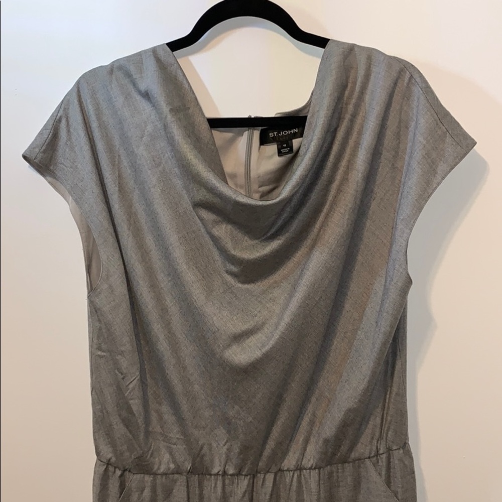 Used- St. John Grey Scope Neck Dress Size 12